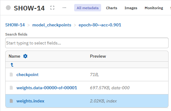 Model checkpoints in all metadata